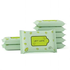 Flushable Wipes，8 Packs, 80 Wipes, Each Pack Of 10，Easy To Take Wet Wipes, 6 "*7.1" Wipes, Butt Wipes
