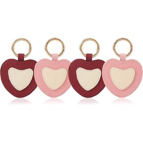 KINIVA Leather Airtag Holder with Keychain,Air Tag Cover Compatible with Apple Airtag, Anti-Scratch GPS Key Finder Tracker Case for Travel/Luggage/Keys/Pets (07 Pink)