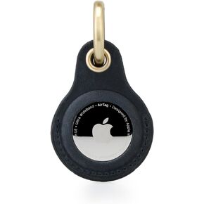Airtag Keyring Genuine Leather with Brass Key Tags. Apple Airtag Holder Luggage GPS Tracker Dog Airtag Keychain (Tan)