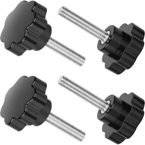 Cosmos 4 Pcs Thread Tightening Screw Hand Knob Clamping Screw Knobs Grip Bolt Head Screw Star Shaped Hand Knob for Machinery Machine Tool, Male Thread (M8 x 40mm)