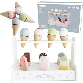 Wooden Ice Cream Set Wood Ice Cream Toy for Kids 10pc Ice Cream Toys for Toddlers