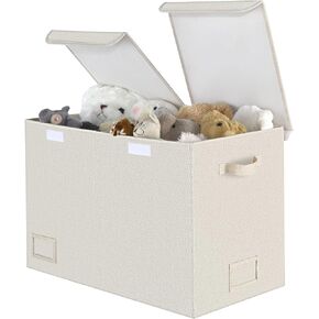 GRANNY SAYS Toy Chest with Lids, Foldable Toy Storage Organizer with Handles, Stuffed Animal Storage for Nursery Room Playroom, Living Room, Large Toy Box for Boys and Girls, Gray