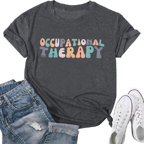 الصحة العقلية - قميص الوعي العلاج المهني: قمصان النساء مضحك المعالجين الهدايا تي شيرت التمريض البدني تي شيرت رمادي in Kuwait