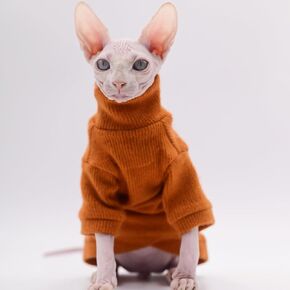 Elegant Warm DUOMASUMI Sphynx Cat Sweater Fashion Kitty Hairless Cat Clothing Comfort Winter Dress for Sphynx Cat (S)