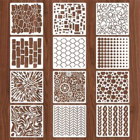 8 Pcs Stencils for Crafts Reusable, Texture Stencils for Painting, Layering Drawing Templates Painting on Card Making Canvas DIY Crafts Furniture Paper(8.27 x 5.9 Inch)