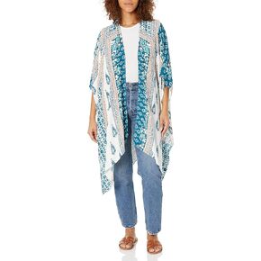 Angie Women's Long Paisley Print Kimono