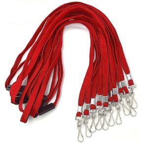 Safety Lanyards Premium Breakaway Lanyard Comfortable Neck Straps Lanyards Swivel J Hook for ID Badges (Red, 50 Pack)