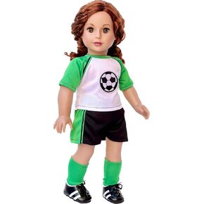 - Soccer Girl - 4 Piece Soccer Outfit - Shirt, Shorts, Socks and Shoes - Clothes Fits 18 Inch Doll (Doll Not Included)