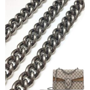 Upscale Replacement Purse Chain 43.3", Wide 13mm Chunky Aluminum Metal Purse Chain Strap Replacement for Cross-Body Bag Shoulder Bag Handbag Chain with Alloy Buckles(Antique Silver)