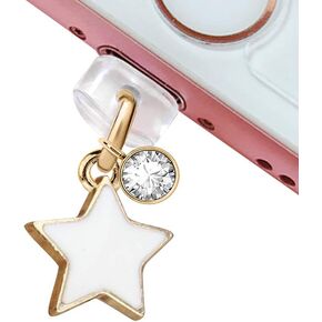 EIISE & FONDA CP21 USB Charging Port Anti Dust Plug Little Star Pendant Phone Charm for iPhone 11/ XS MAX/XR/X/8 Plus/7/6S/6/SE iPad iPod (White)