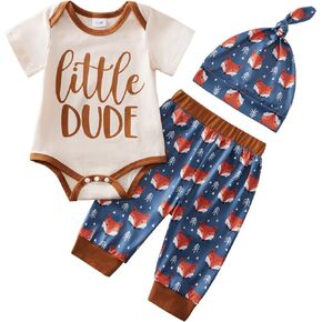 SYNPOS Newborn Infant Baby Boy Clothes Animal Print Short Sleeve Set 0-3M 3-6M 6-12M 12-18M