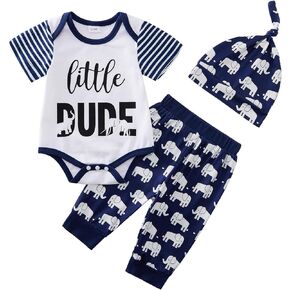 SYNPOS Newborn Infant Baby Boy Clothes Animal Print Short Sleeve Set 0-3M 3-6M 6-12M 12-18M