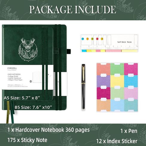 B5 Lined Notebook Journal with Pen, 360 Pages, Black Journal for Men Women, 100 GSM Thick Paper, Hardcover Notebooks for Work Writing (7.6" X 10" Black Moon) in Saudi Arabia