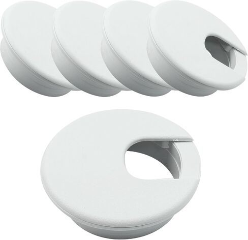 2 inch (50mm) Round Hole Cover Grommet, Computer Desk Table Port Wire Cable Cord Organizer Plastic Cover - Easy Installation and Versatile Cable Organization (Black, 5 Pack) in Saudi Arabia
