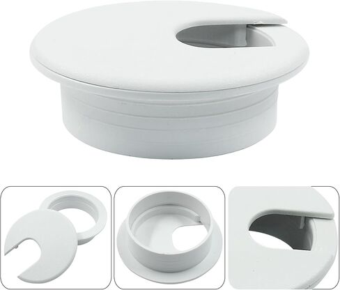 2 inch (50mm) Round Hole Cover Grommet, Computer Desk Table Port Wire Cable Cord Organizer Plastic Cover - Easy Installation and Versatile Cable Organization (Black, 5 Pack) in Saudi Arabia