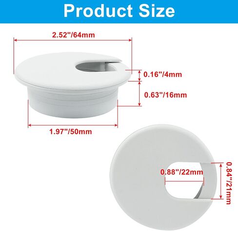 2 inch (50mm) Round Hole Cover Grommet, Computer Desk Table Port Wire Cable Cord Organizer Plastic Cover - Easy Installation and Versatile Cable Organization (Black, 5 Pack) in Saudi Arabia