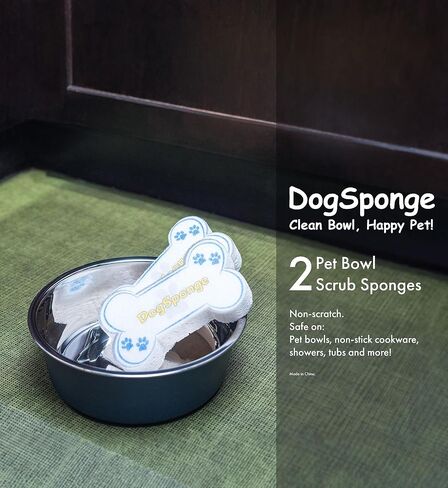 DogSponge (2-Pack), Pet Bowl Sponge, Pet Dish Cleaning Scrub Sponge, Pet Dish Washing Cellulose Scrubber, Dog Bowl Sponge, White Dog Bone in Saudi Arabia