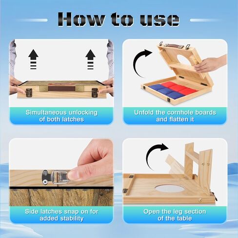 مجموعة ألواح كورنهول قابلة للطي بطول 2 قدم × 1 قدم من الخشب الصلب مع 6 أكياس فول وحقيبة حمل لعبة كورنهول محمولة في الداخل أو الخارج للأطفال والكبار في ألعاب الرمي في الفناء الخلفي in Kuwait