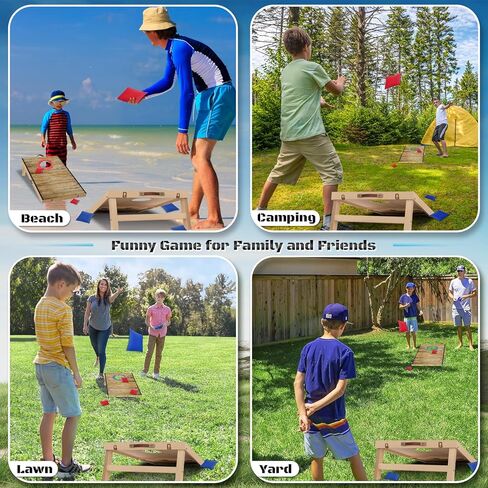 مجموعة ألواح كورنهول قابلة للطي بطول 2 قدم × 1 قدم من الخشب الصلب مع 6 أكياس فول وحقيبة حمل لعبة كورنهول محمولة في الداخل أو الخارج للأطفال والكبار في ألعاب الرمي في الفناء الخلفي in Kuwait