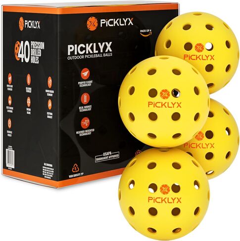 40-Holes Outdoor Pickleball Balls Set of 4-12 Radiance Edition for All Skill Levels, Unmatched Durability and Real Bounce for The Ultimate Pickleball Adventure in Saudi Arabia