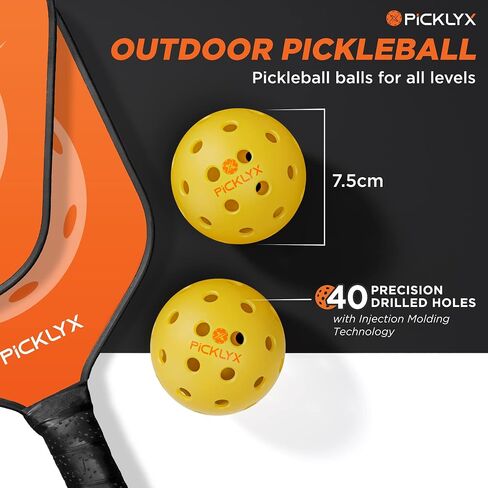 40-Holes Outdoor Pickleball Balls Set of 4-12 Radiance Edition for All Skill Levels, Unmatched Durability and Real Bounce for The Ultimate Pickleball Adventure in Saudi Arabia