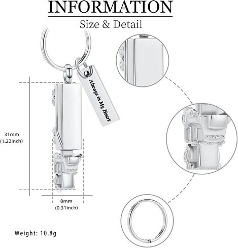Imrsanl Truck Urn Keychain for Ashes for Men Cremation Jewelry Urn Necklace Pendant Key Ring for Human for Ashes in Saudi Arabia