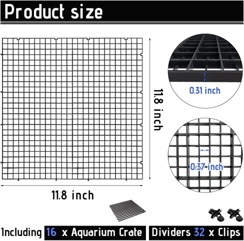 16 عبوة من مقسم خزان الأسماك، شبكة قفص بيض بلاستيكي مقاس 11.8 بوصة، عزل سفلي لخزان الأسماك مع 16 قطعة من المشابك الماصة لموزع ضوء التكاثر المختلط in Kuwait