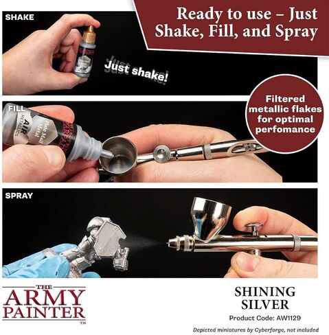 The Army Painter Warpaint Air Metallics Shining Silver - Acrylic Non-Toxic Heavily Pigmented Water Based Paint for Tabletop Roleplaying, Boardgames, and Wargames Miniature Model Painting in Saudi Arabia