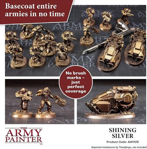 The Army Painter Warpaint Air Metallics Shining Silver - Acrylic Non-Toxic Heavily Pigmented Water Based Paint for Tabletop Roleplaying, Boardgames, and Wargames Miniature Model Painting in Saudi Arabia