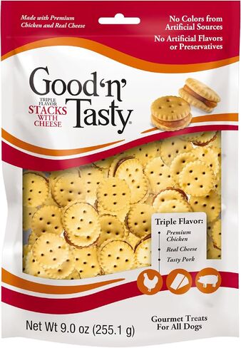 Good ‘n’ Tasty Triple Flavor Stacks with Cheese, 9 Ounces, Bite Sized Snacks for Dogs with Premium Chicken and Real Cheese in Saudi Arabia