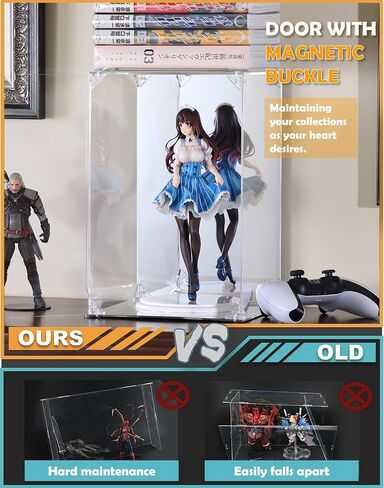 Acrylic Display Case, Mirrored Back and Base, UV Protected, Front Door with Magnetic Buckle, Display Box, Dustproof Showcase for Figures, Collections, Models toys (10x10x12 inch, 25x25x30 cm) in Saudi Arabia