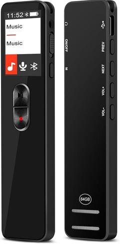 مسجل صوت رقمي، مسجل نشط 64 جيجا مع تشغيل 3072 كيلو بايت في الثانية، تقليل الضوضاء وحماية كلمة المرور للمحاضرات والاجتماعات والفصول الدراسية in Kuwait