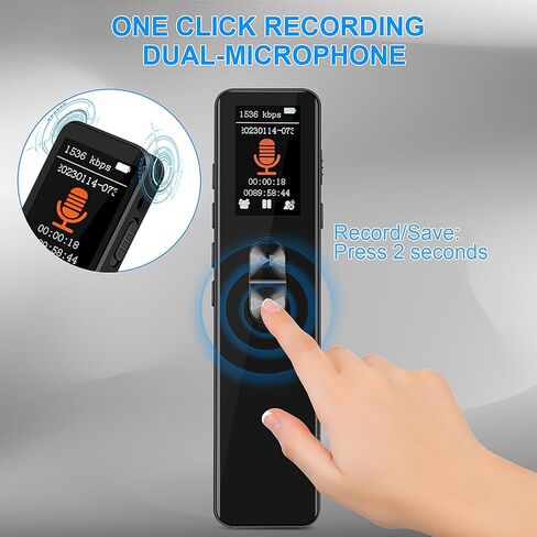 مسجل صوت رقمي، مسجل نشط 64 جيجا مع تشغيل 3072 كيلو بايت في الثانية، تقليل الضوضاء وحماية كلمة المرور للمحاضرات والاجتماعات والفصول الدراسية in Kuwait