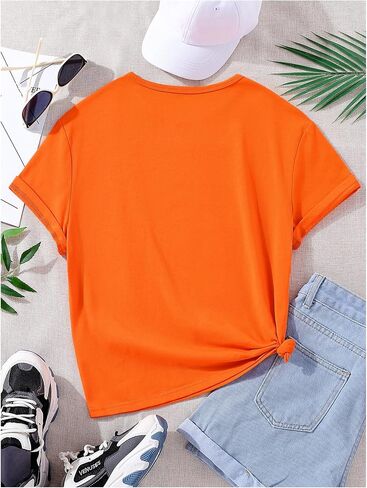 Girl's Summer Tee Tops Cartoon Print Short Sleeve Round Neck Casual Cute T Shirt for Girls in Saudi Arabia