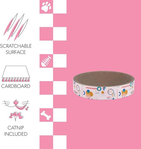 CSR1010A Nelson 20.13 بوصة وعاء دائري حديث من الورق المقوى للقطط مع النعناع البري، وردي فاتح/متعدد in Kuwait