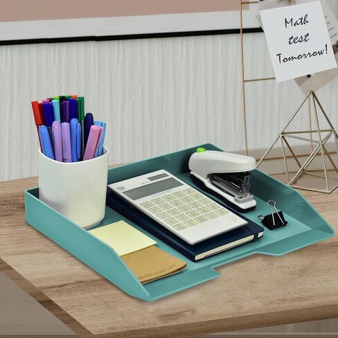 Acrimet Stackable Letter Tray Single Side Load Plastic Desktop File Organizer (Solid Green Color) (1 Unit) in Saudi Arabia