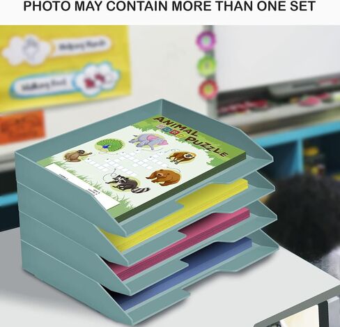 Acrimet Stackable Letter Tray Single Side Load Plastic Desktop File Organizer (Solid Green Color) (1 Unit) in Saudi Arabia