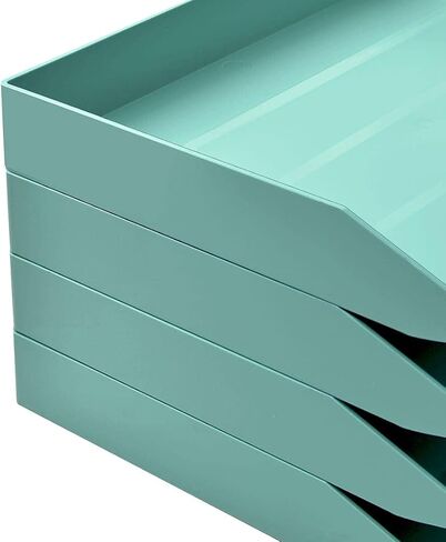 Acrimet Stackable Letter Tray Single Side Load Plastic Desktop File Organizer (Solid Green Color) (1 Unit) in Saudi Arabia
