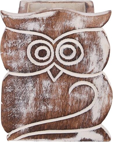 هدايا عيد الأم، تصميم بومة، حامل قلم رصاص من الخشب الريفي، حامل القلم، نظارات النظارات، منظم العلبة، لوازم المكتب، إكسسوارات، أفكار الهدايا، زملاء العمل في المكتب (محروقة) in Kuwait