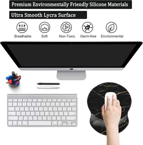 Mouse Pad with Support, Pain Relief Ergonomic Mouse Pad, Comfortable Computer Mouse Pad Wrist Rest with Non-Slip PU Base for Home Office Working Studying Gaming (Aesthetic Moon) in Saudi Arabia
