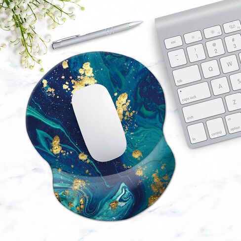 Mouse Pad with Support, Pain Relief Ergonomic Mouse Pad, Comfortable Computer Mouse Pad Wrist Rest with Non-Slip PU Base for Home Office Working Studying Gaming (Aesthetic Moon) in Saudi Arabia