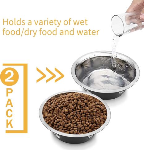 Stainless Steel Dog Bowls,SOUXU Non Slip Pet Feeder Bowl,Water Food Bowls for Medium Large Dogs(Pack of 2) in Saudi Arabia