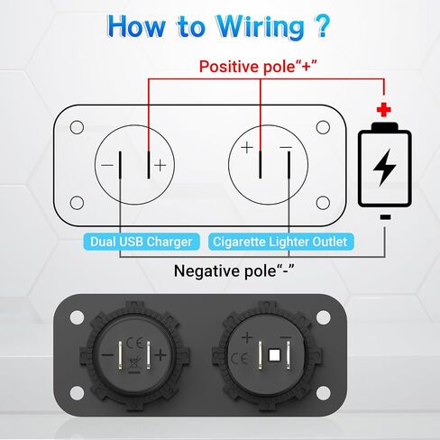 مقبس ولاعة السجائر qidoe 12 فولت لوحة مقسمة 78 وات 12 فولت مخرج USB مزدوج USB C PD&QC3.0 مقبس شاحن سيارة تشغيل/إيقاف مفتاح مقاوم للماء 300 وات محول USB للسجائر للسيارة البحرية RV in Saudi Arabia
