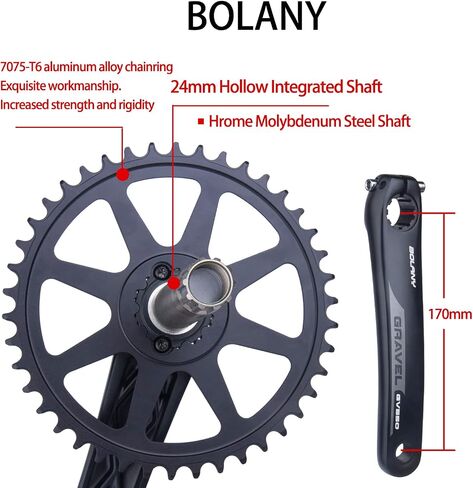 مجموعات كرنك الدراجة BOLANY 170/172.5 مم مجوفة مدمجة 42T بسلسلة واحدة مثبتة مباشرة مع دعامة سفلية مناسبة لدراجة الطريق الحصى المتوافقة مع سرعة 10/11 in Kuwait
