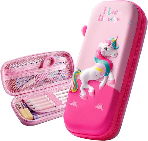 Cute Pencil Case for Girls 3D Cartoon Storage Pouch Pen Holder for School Kids Children's Student Stationery Box Red in Saudi Arabia