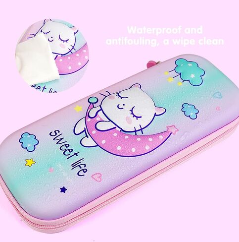 Cute Pencil Case for Girls 3D Cartoon Storage Pouch Pen Holder for School Kids Children's Student Stationery Box Red in Saudi Arabia