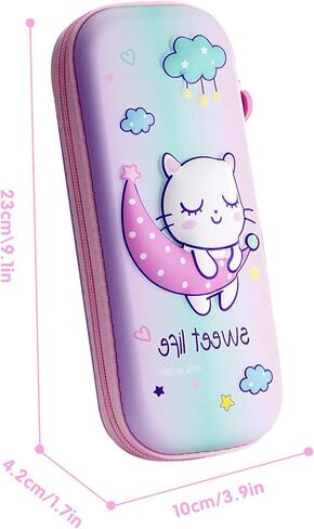 Cute Pencil Case for Girls 3D Cartoon Storage Pouch Pen Holder for School Kids Children's Student Stationery Box Red in Saudi Arabia
