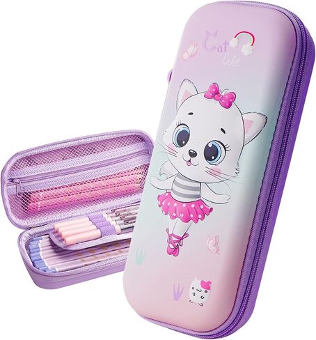 Cute Pencil Case for Girls 3D Cartoon Storage Pouch Pen Holder for School Kids Children's Student Stationery Box Red in Saudi Arabia