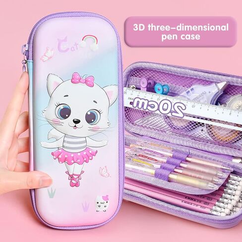 Cute Pencil Case for Girls 3D Cartoon Storage Pouch Pen Holder for School Kids Children's Student Stationery Box Red in Saudi Arabia