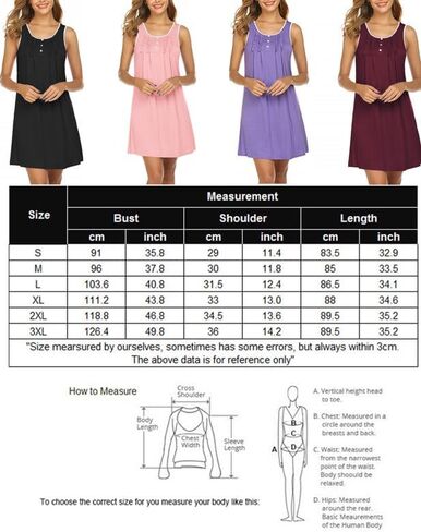 Ekouaer Women's Nightgown Sleeveless Sleepshirt Sexy Sleepdress Sleepwear S-XXL in Saudi Arabia